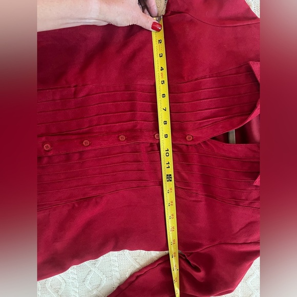 EUC Lemon Grass Studio Dark Red Button Down Polyester Blouse Women’s PS - Picture 11 of 12